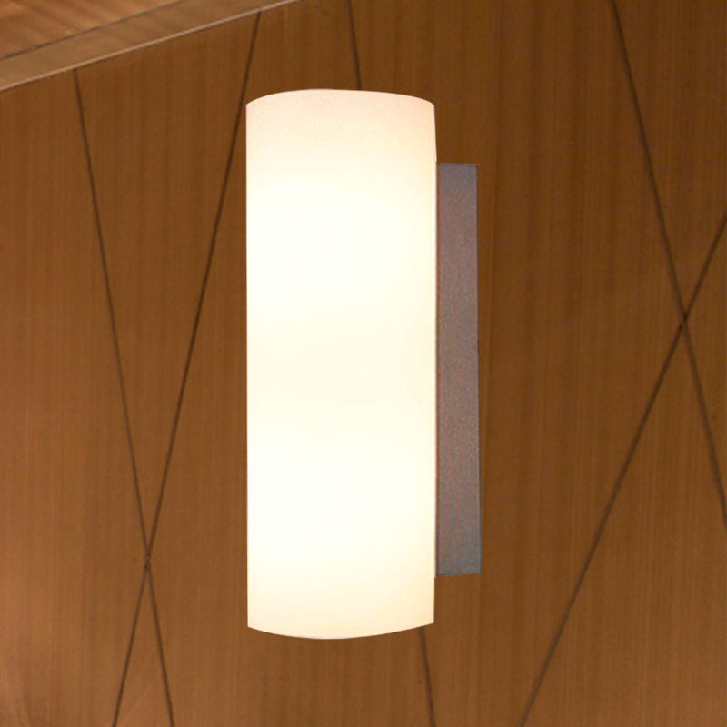 Cylindrical Bedroom Sconce Lighting White Glass 1 Light Modernist Wall Mount Light