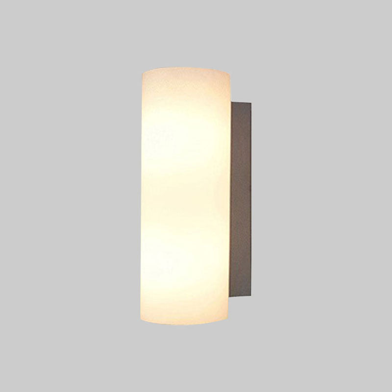 Cylindrical Bedroom Sconce Lighting White Glass 1 Light Modernist Wall Mount Light