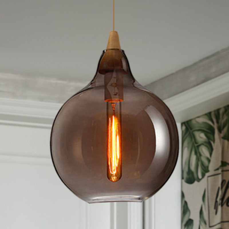 Wereldwijde/kalebas/ellips hanglamp eigentijdse rokerige/barnsteen/wit glas 1 lichte eetkamer hangende plafondlamp