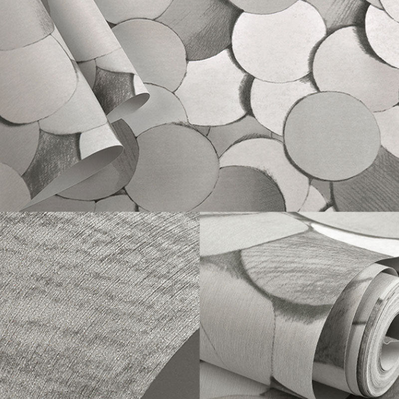 33' x 20.5" Minimalist Wallpaper Roll for Accent Wall with 3D Print Round Pattern in Soft Color