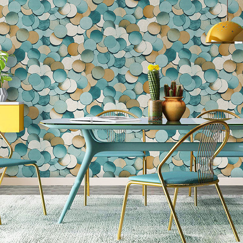 33' x 20.5" Minimalist Wallpaper Roll for Accent Wall with 3D Print Round Pattern in Soft Color