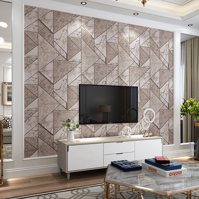 Nordic Color Block Wall Art for Accent Wall, 33' x 20.5" Flock Fabric Wallpaper in Dark Color