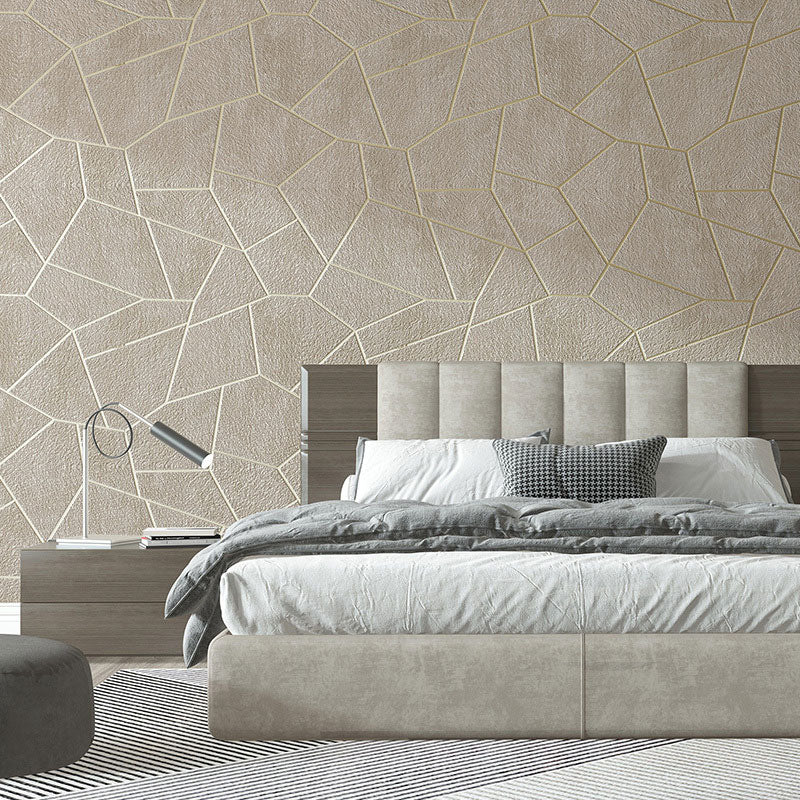 Décoration murale géométrique pour salon, rouleau de papier peint effet 3D de couleur neutre, résistant à l'eau
