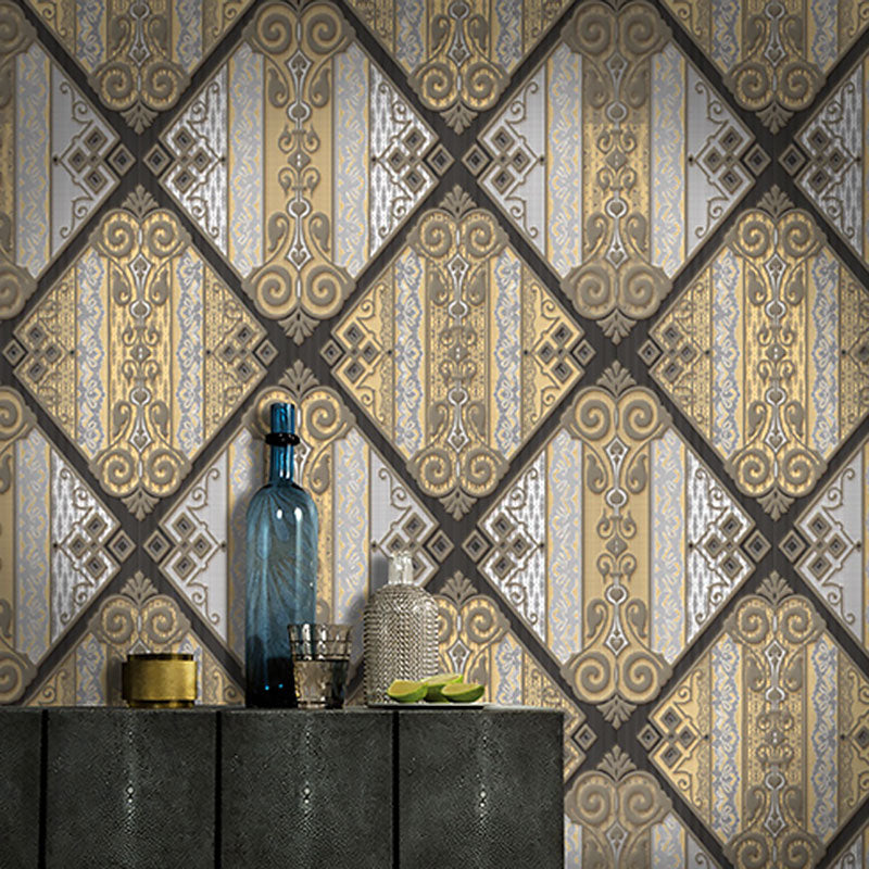 Grid and Blossom Plaster Wall Decor 900 Wallpaper Roll for Guest Room, 20.5-inch x 33-foot