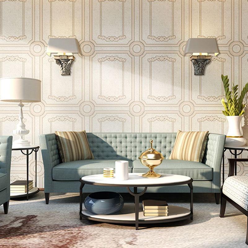 European 3D Faux Wood Wallpaper for Living Room Decoration, 20.5" by 33' Wall Covering in Beige