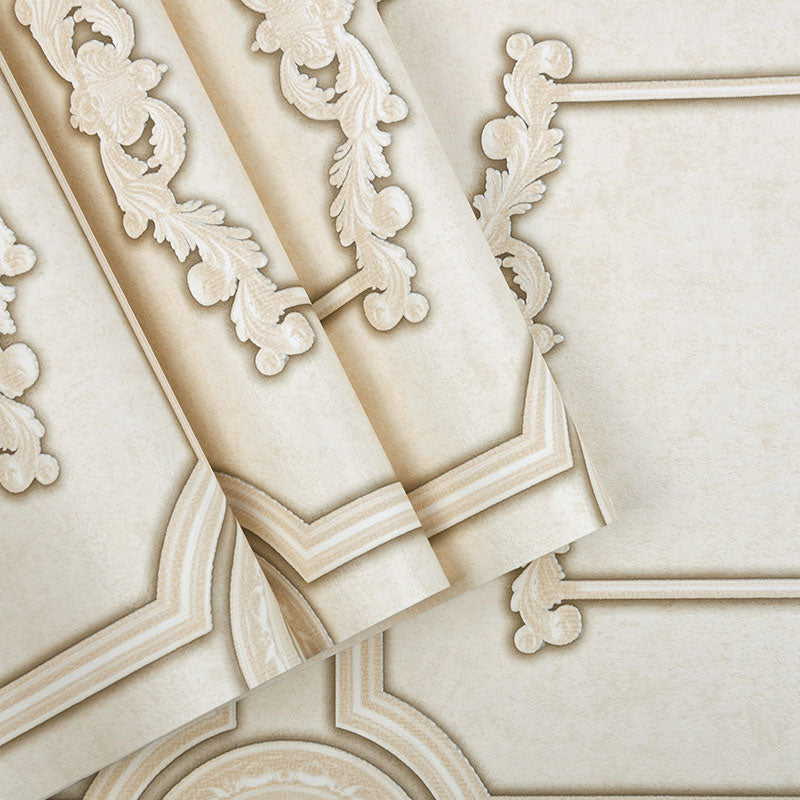 European 3D Faux Wood Wallpaper for Living Room Decoration, 20.5" by 33' Wall Covering in Beige