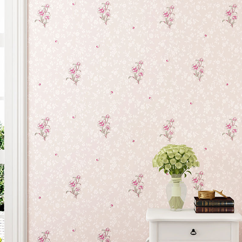 Dense Blossoms Design Wallpaper Decorative Wall Covering for Living Room, Non-Pasted