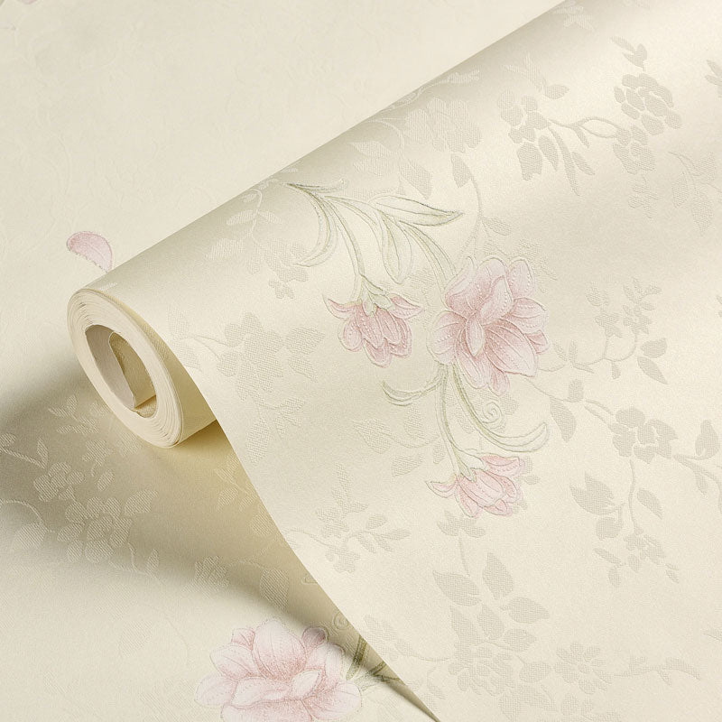 Dense Blossoms Design Wallpaper Decorative Wall Covering for Living Room, Non-Pasted