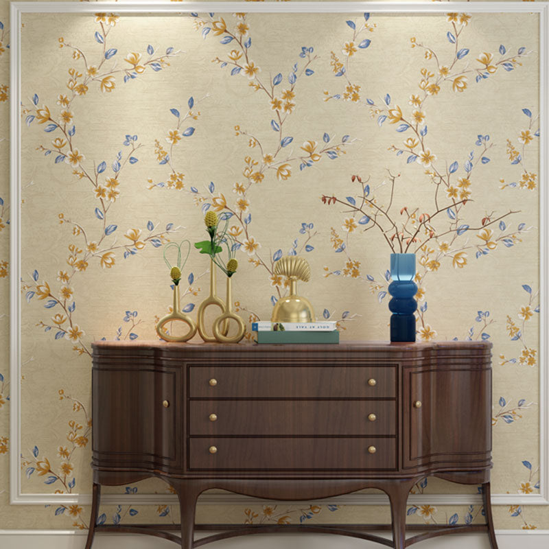 33' x 20,5" ländliche Tapetenrolle für Wohnzimmerdekoration mit Blumenmuster in neutraler Farbe