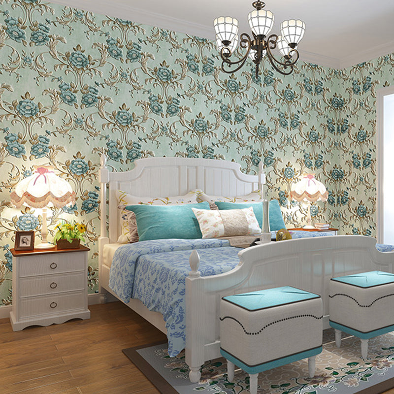 33' x 20.5" Flowers Wallpaper for Guest Room Decor Leaves Wall Covering in Neutral Color, Water-Resistant