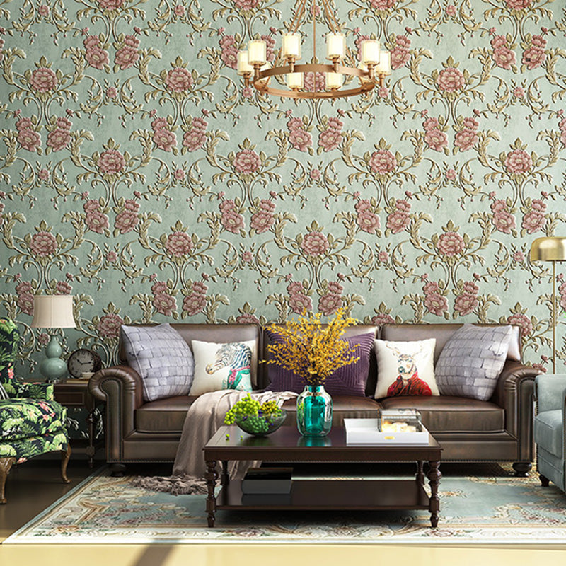 33' x 20.5" Flowers Wallpaper for Guest Room Decor Leaves Wall Covering in Neutral Color, Water-Resistant