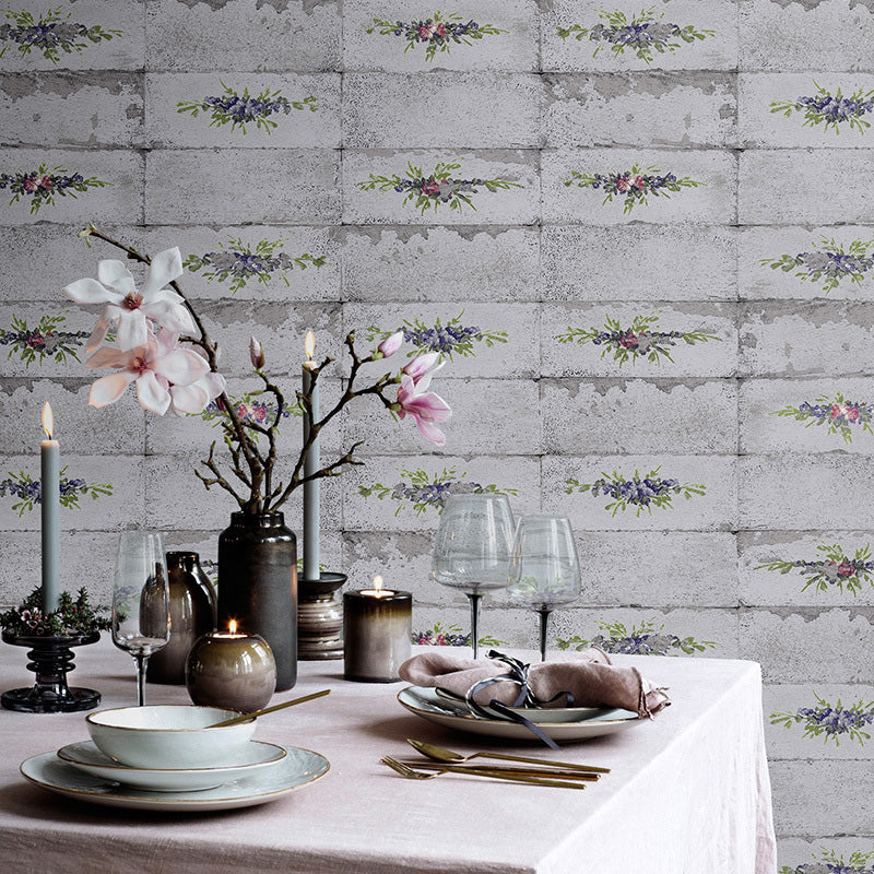Revêtement mural effet brique pour décoration de café, papier peint Design Floral de couleur naturelle, résistant aux taches