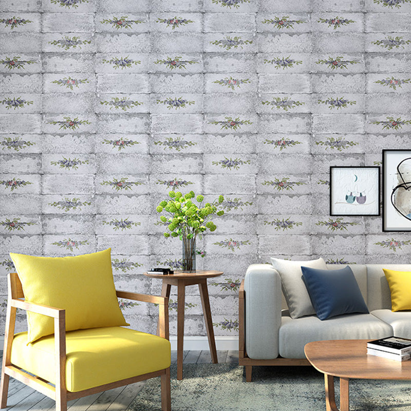 Revêtement mural effet brique pour décoration de café, papier peint Design Floral de couleur naturelle, résistant aux taches