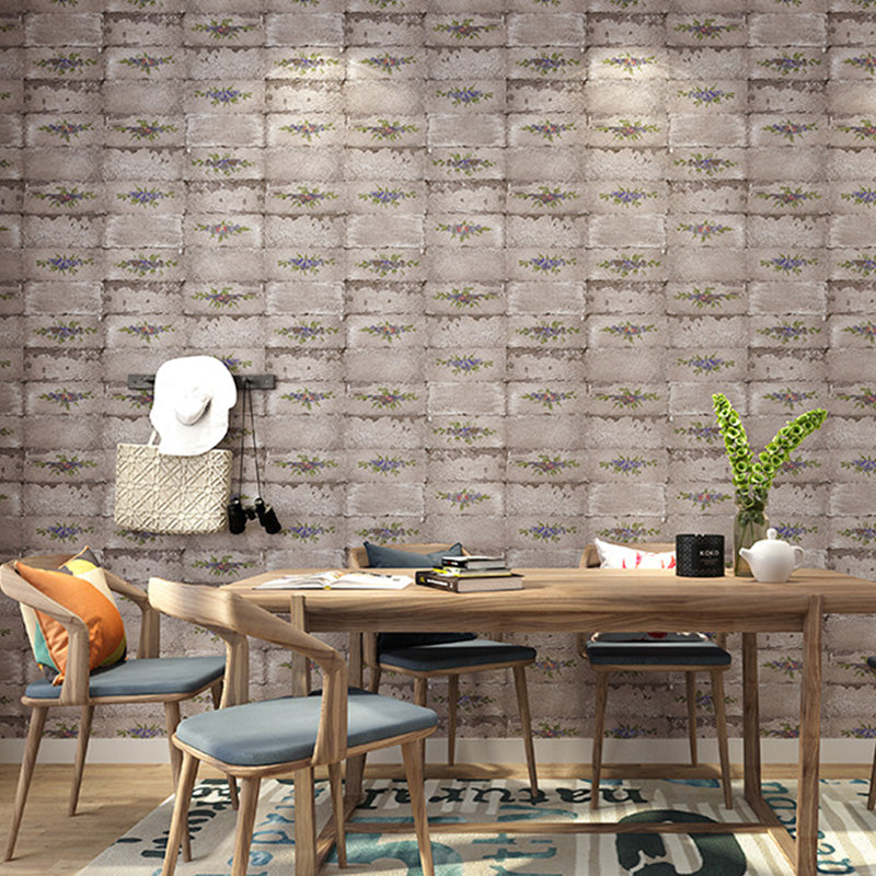 Revêtement mural effet brique pour décoration de café, papier peint Design Floral de couleur naturelle, résistant aux taches