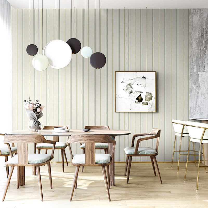 Pastel Color Vertical Stripe Wallpaper Roll Moisture-Resistant Wall Covering for Girl's Bedroom Decoration