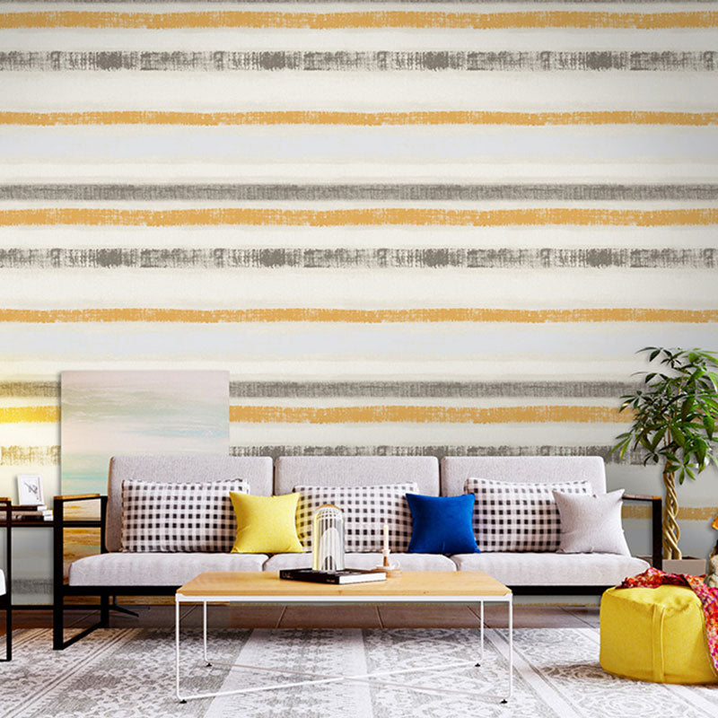 Contemporary Horizontal Stripe Wall Covering, 33' by 20.5" Wallpaper in Natural Color