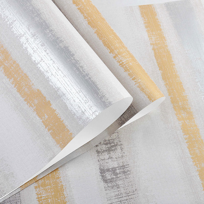 Contemporary Horizontal Stripe Wall Covering, 33' by 20.5" Wallpaper in Natural Color