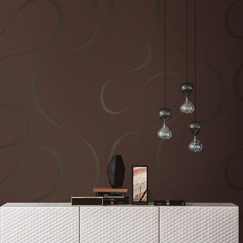 Simple Waving Lines Wall Art fin Neutral Color Guest Room Wallpaper Roll, 33' by 20.5"