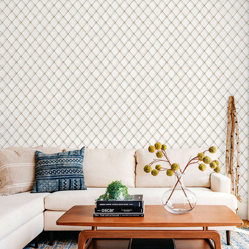 Minimalist Grid Wall Covering for Accent Wall, 33' by 20.5" Wallpaper Roll in Soft Color