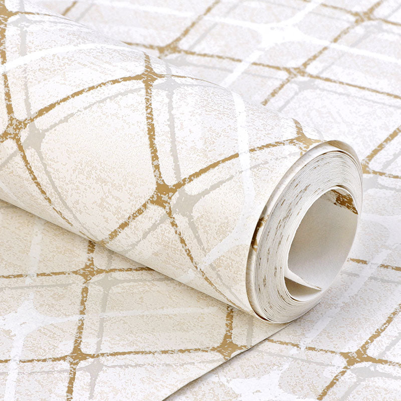 Minimalist Grid Wall Covering for Accent Wall, 33' by 20.5" Wallpaper Roll in Soft Color
