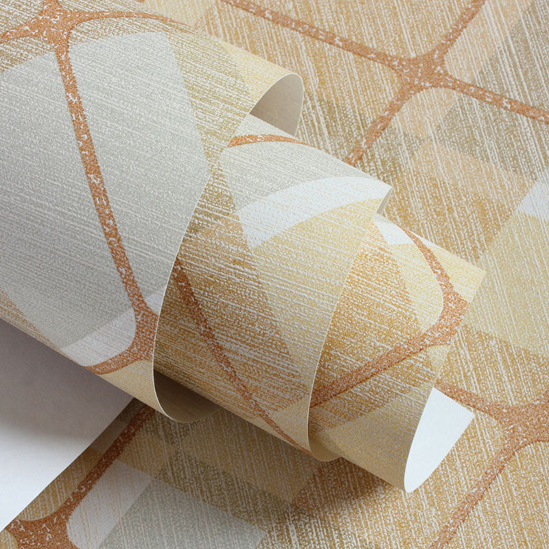 33' x 20.5" Simple Wallpaper Roll for Bathroom Decoration with Harlequin Pattern in White and Yellow