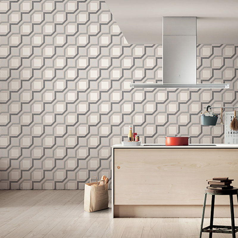 Harlequin en Grid Wall Art in neutraal kleurenvinylbehang voor woondecoratie, 20,5"W x 33'L