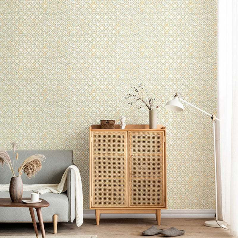 Lichte kleurgeometrieën behangrol, vlekbestendige wandbekleding voor badkamerdecoratie