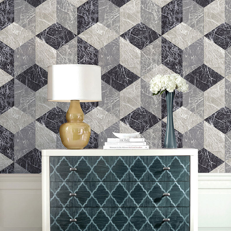 Harlequin Wall Covering for Coffee Shop Harlequin and Grid Wallpaper in Pastel Grey, Stain-Resistant