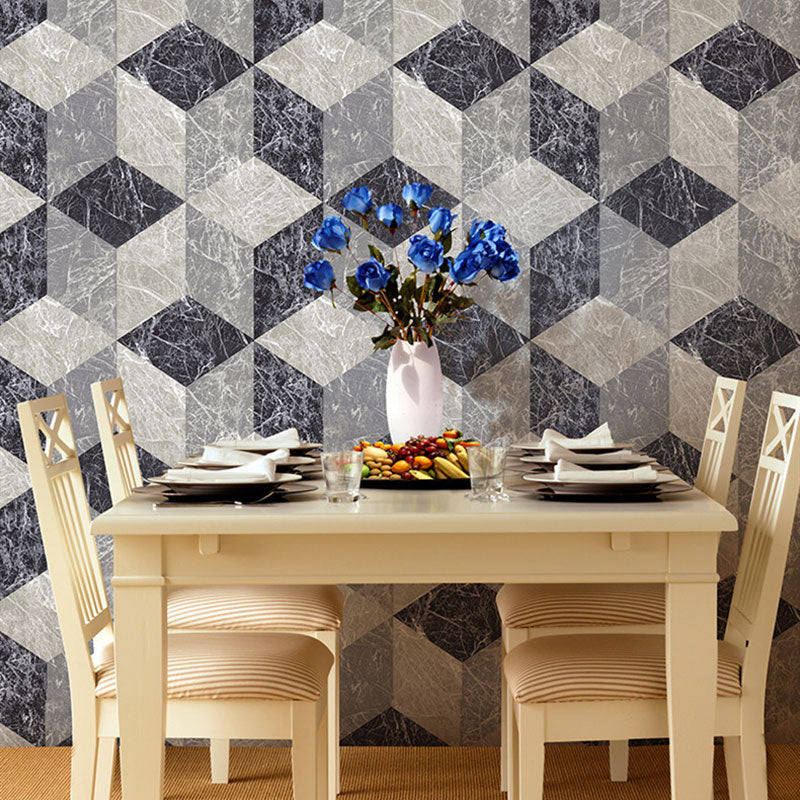 Harlequin Wall Covering for Coffee Shop Harlequin and Grid Wallpaper in Pastel Grey, Stain-Resistant
