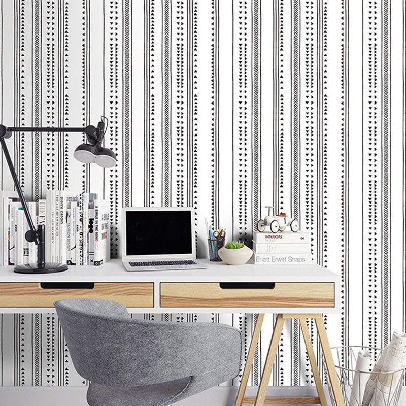 Modern Wallpaper Roll for Home Decoration with Dotted Lines Pattern in Soft Grey, Peel and Stick, 29.1 sq ft.