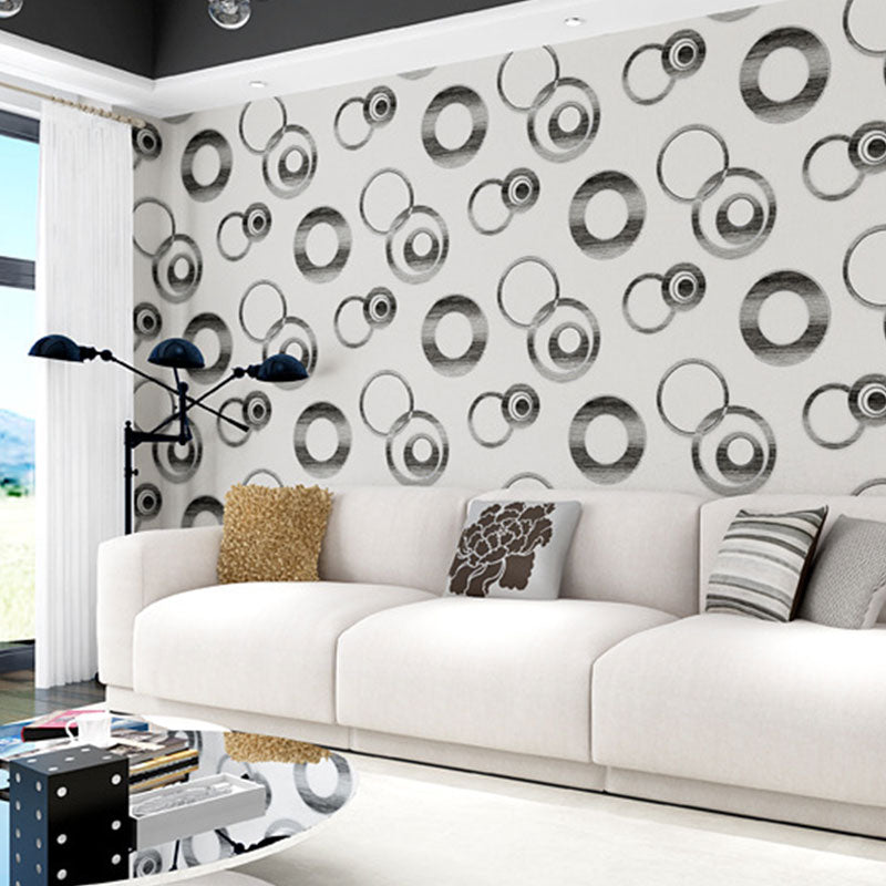 Zachte kleur eenvoudige wanddecoratie 33' x 20,5" cirkel vinyl behangrol voor woonkamer, niet-geplakt