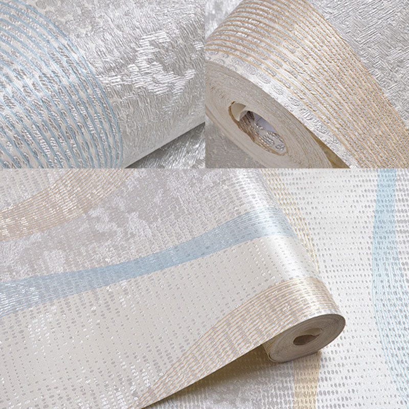 Waterproof Waving Stripes Wallpaper Roll 20.5" by 33' Contemporary Wall Art for Bedroom Decoration