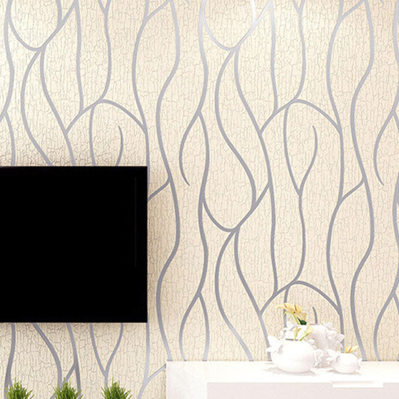 Simple Waving Stripes Wallpaper Roll for Accent Wall Abstract Wall Art, Non-Pasted, 20.5 in x 33 ft