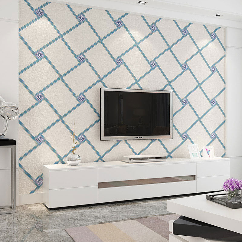 Nordic Geometries Flock Wall Art in Natural Color Coffee Shop Wallpaper, 33' x 20.5", Non-Pasted