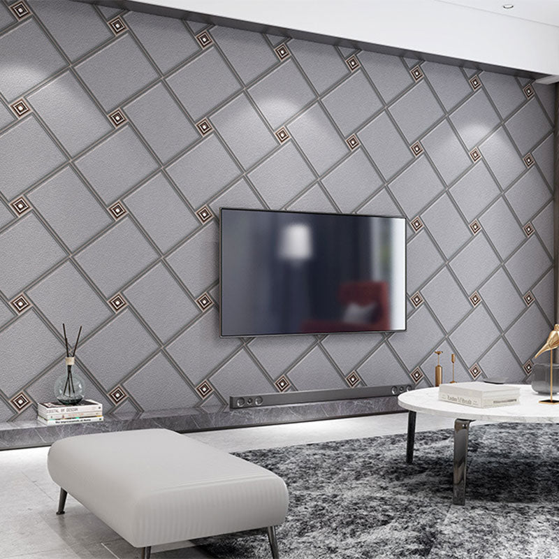 Nordic Geometries Flock Wall Art in Natural Color Coffee Shop Wallpaper, 33' x 20.5", Non-Pasted