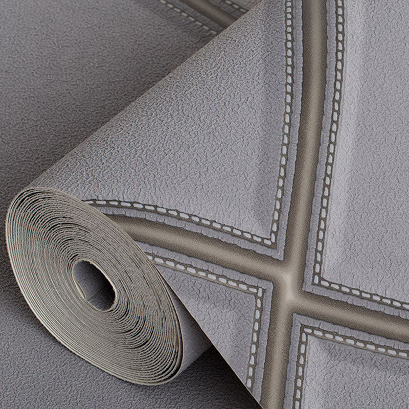 Nordic Geometries Flock Wall Art in Natural Color Coffee Shop Wallpaper, 33' x 20.5", Non-Pasted