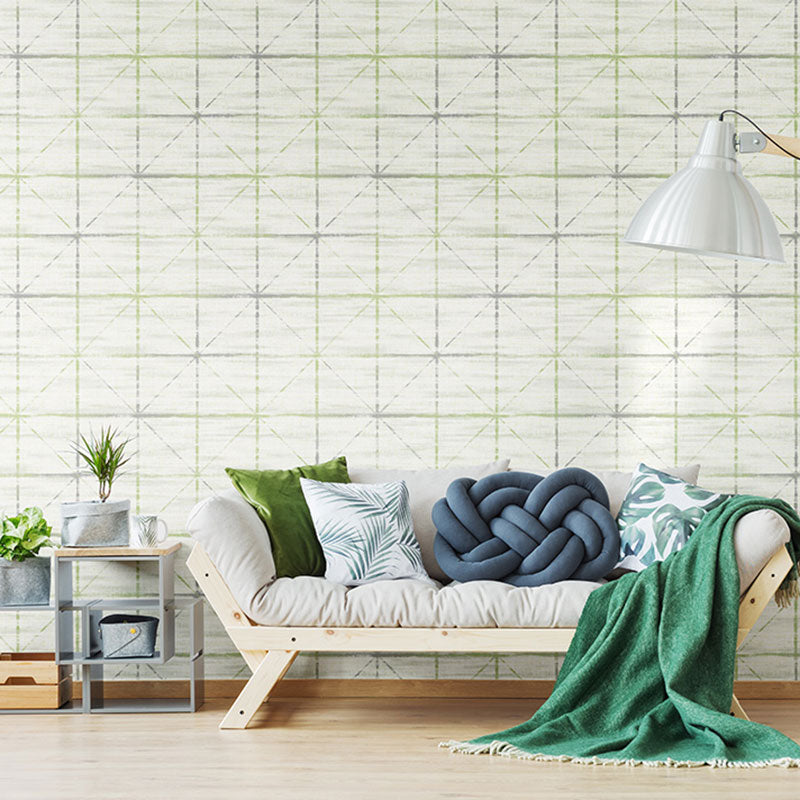 Contemporary Square Wall Art in Natural Color Grid Wallpaper, Non-Pasted, 20.5"W x 33'L