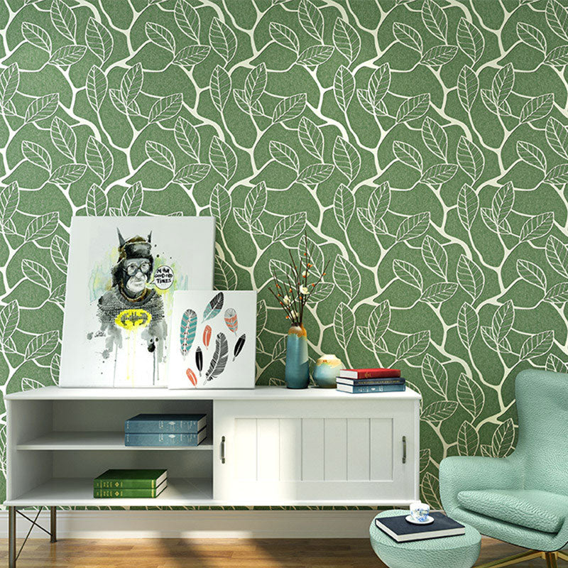 Leaves and Stem Wallpaper for Coffee Shop Contemporary Wall Art, Non-Pasted. 33'L x 20.5"W