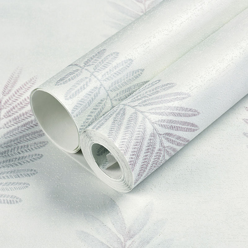 Contemporary Wall Art in Pastel Color Leaves Wallpaper Roll, Non-Pasted, 20.5 in x 31 ft