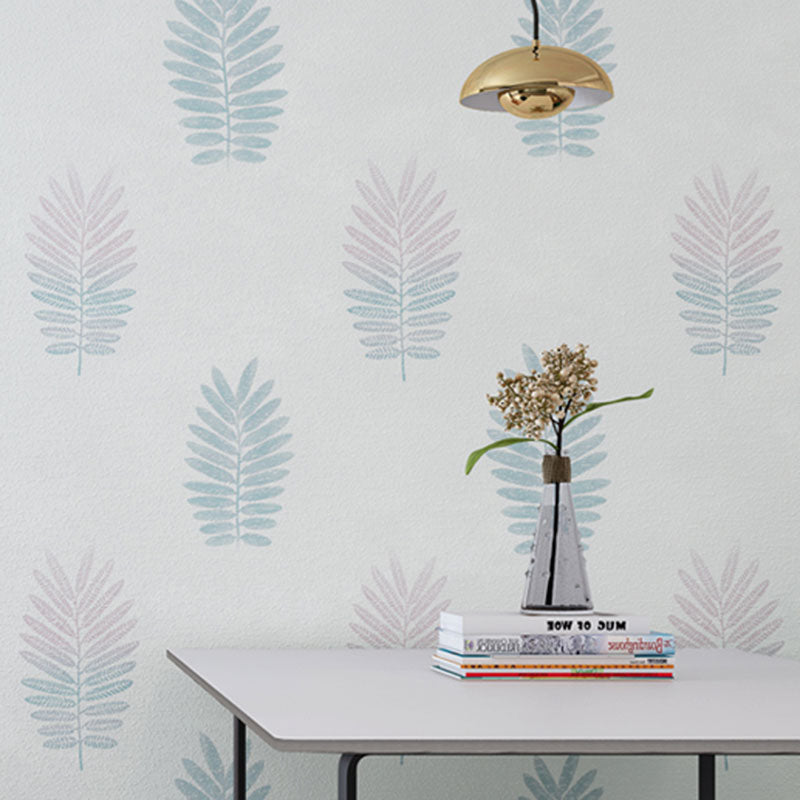 Contemporary Wall Art in Pastel Color Leaves Wallpaper Roll, Non-Pasted, 20.5 in x 31 ft