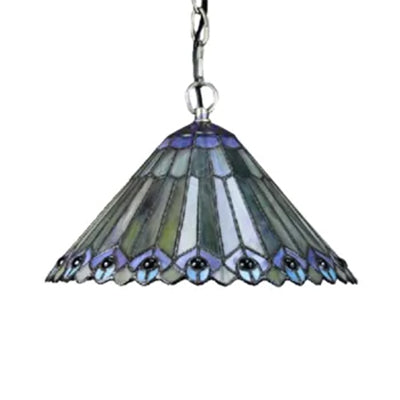 Kitchen Pendant Lights Stained Glass with Adjustable Chains Tiffany Cone Ceiling Fixture