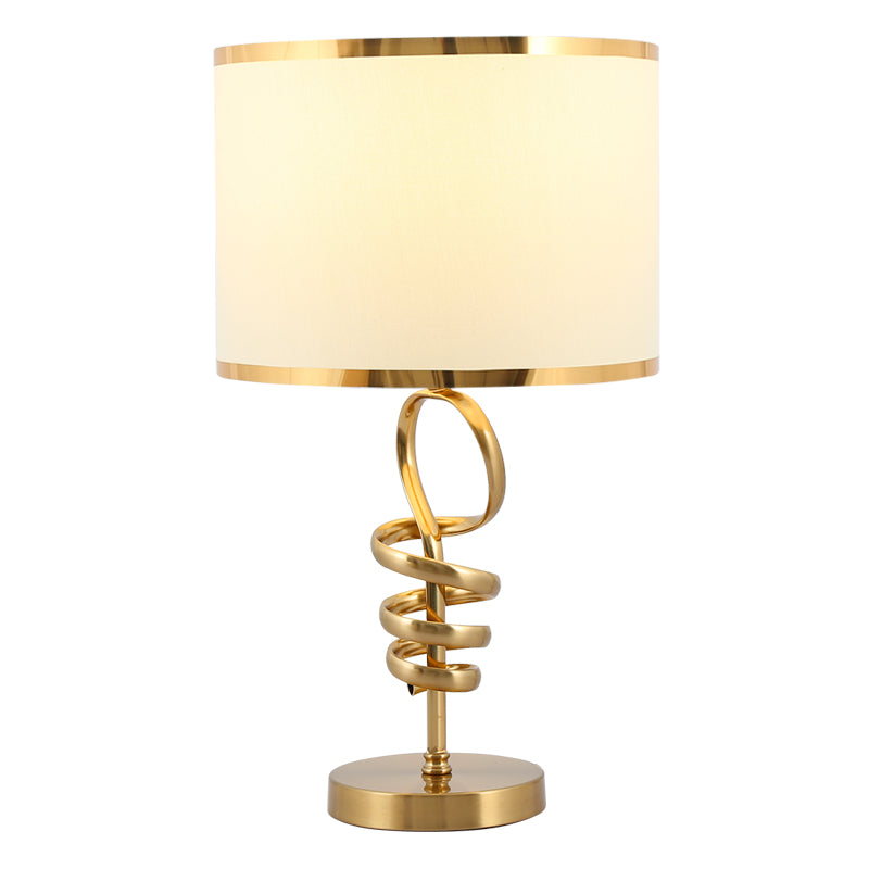 1��Head Table Lighting Classic Spiral Metallic Nightstand Lamp with Tapered Pleated Fabric Shade