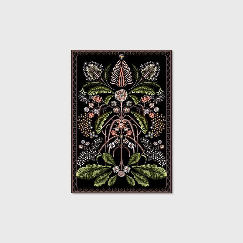 Zwart modern tapijtplantpatroon Polyester gebied Rug vlekbestendig gebied Rug voor woningdecoratie