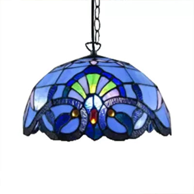 Hängende Lampen für Wohnzimmer, verstellbare 2 Lichter Kuppel Schatten Hängende Lampe mit Kunstglas Schatten viktorianischer Stil, 16 "W.