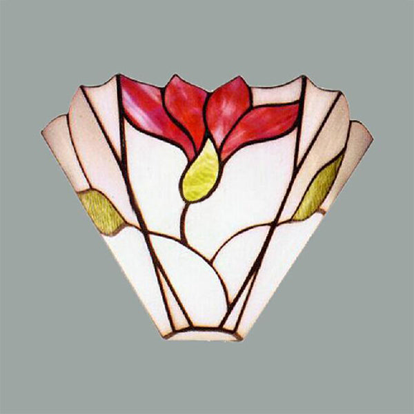 Geometric Wall Light with Flower Pattern Loft Stained Glass Wall Sconce Lighting for Bedroom