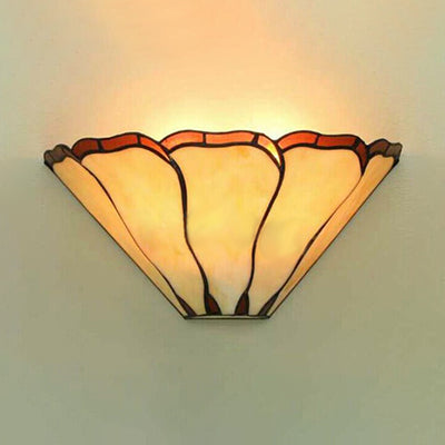 Petal Sconce Light Rustic Tiffany Stained Glass 1 Light Wall Mount Light with Cone Shade