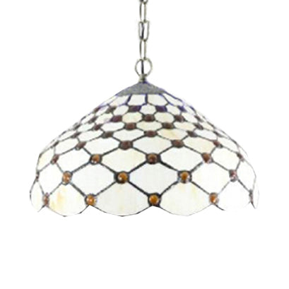 Lampada bianca singola a ciondolo a ciondolo Light Tiffany Multicolore Multicolorato Glass Dome Hanging Lampada per soggiorno