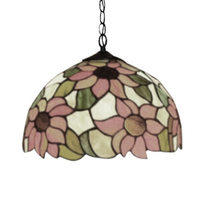 12 "/16" brede koepelhanglamp Tiffany-stijl 1 lamp zwart handgesneden glazen hanger plafondlicht met zonnebloempatroon, a/b/c/d