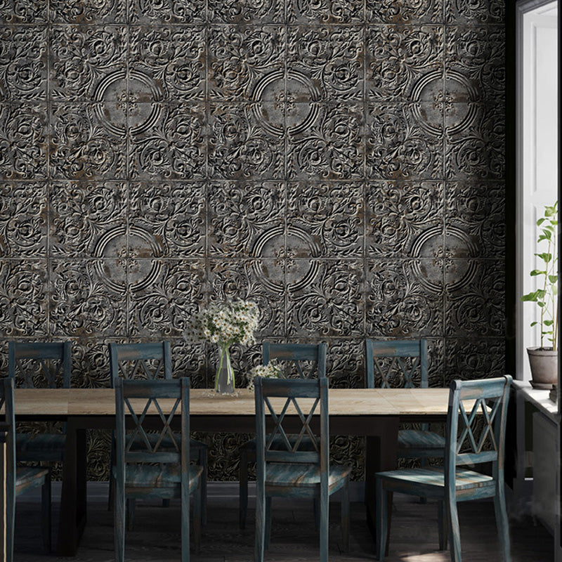 3D Print Metallic Carving Wallpaper for Theme Restaurant Decoration in Neutral Color, 33' by 20.5"