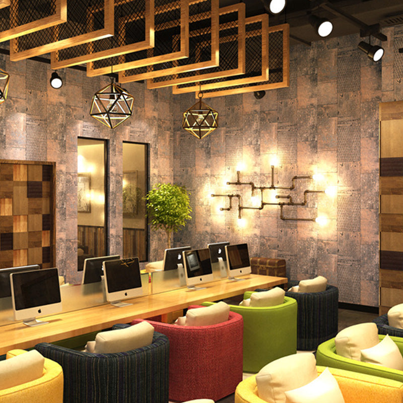 Ironic Steel Wall Covering for Coffee Shop Decoration Rusty Wall Wallpaper in Light Color, Moisture-Resistant